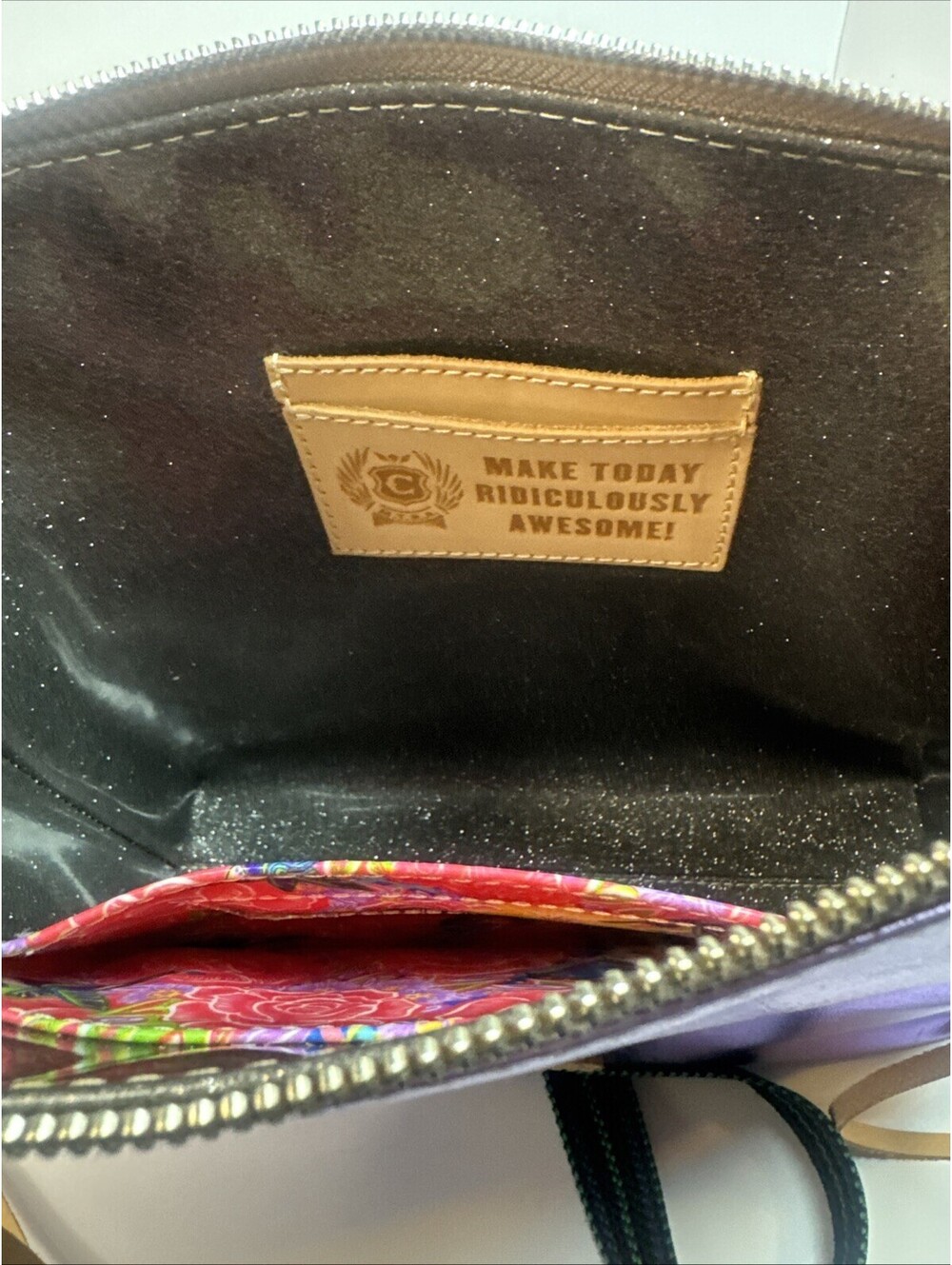 Consuela NWT Val Downtown Crossbody Purple Pink Shiny Zebra Pattern Designer - Picture 8 of 9